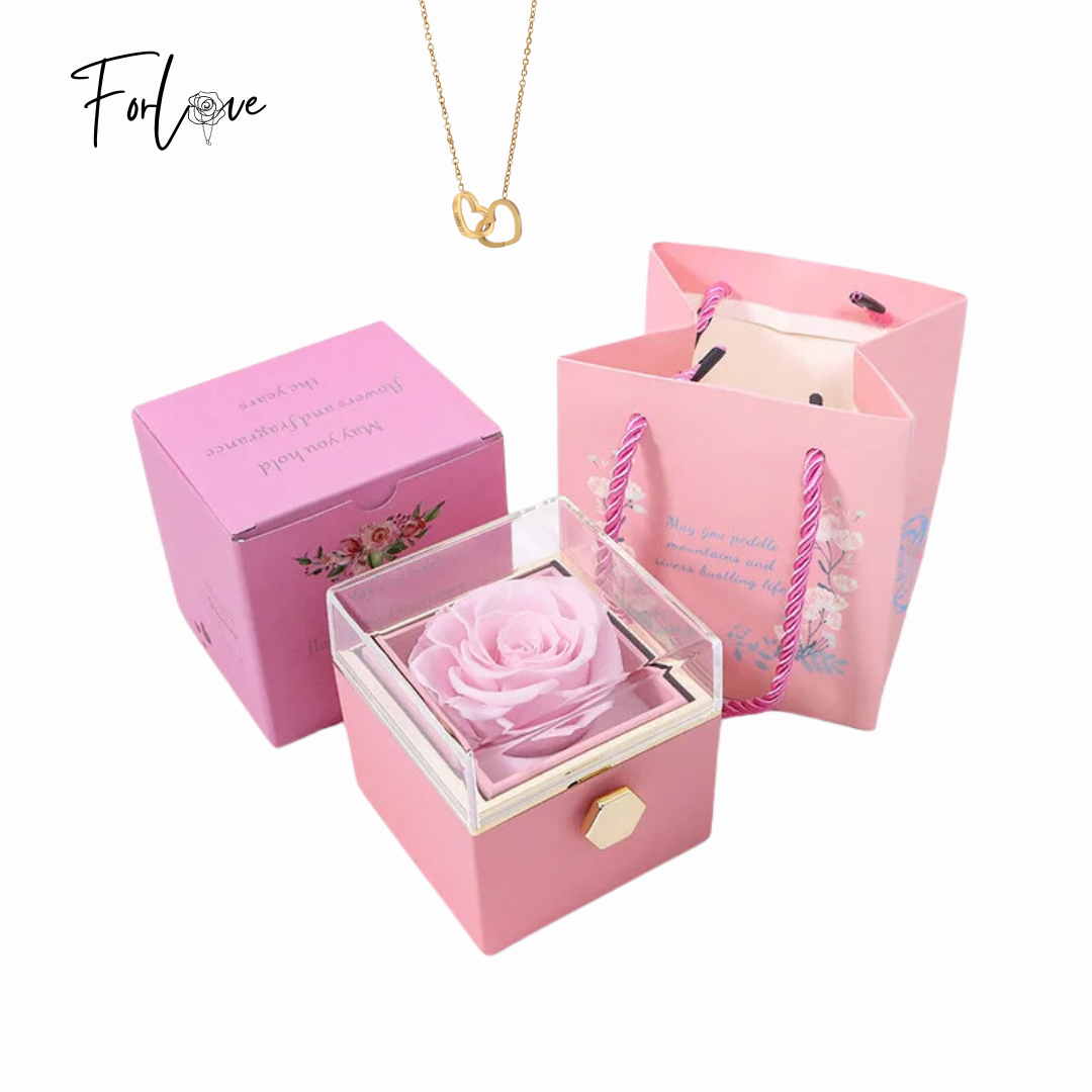 Rotating Rose Box With Heart Necklace