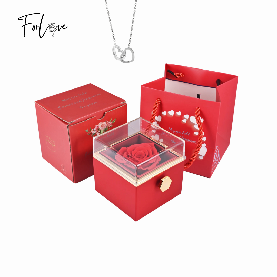 Rotating Rose Box With Heart Necklace