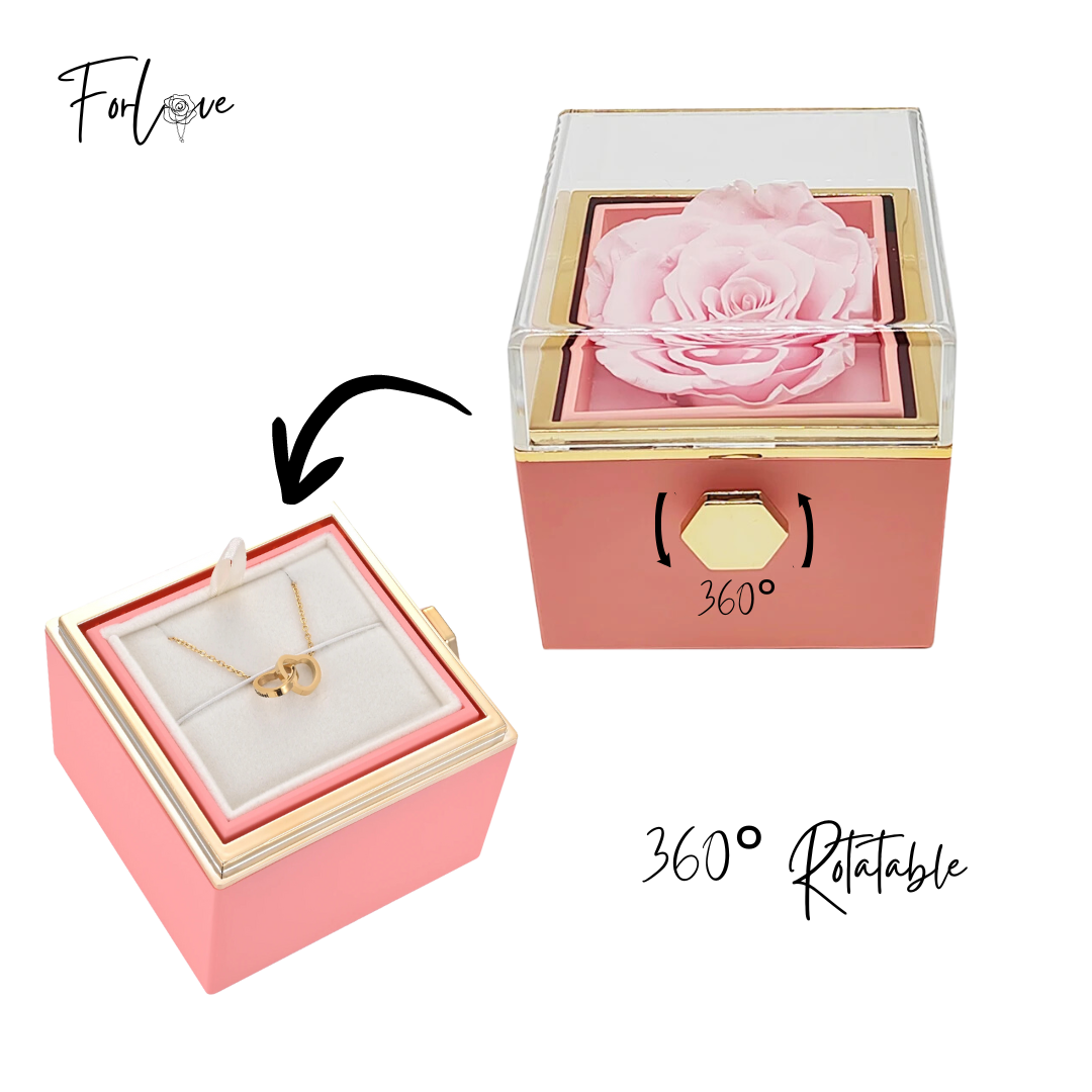 Rotating Rose Box With Heart Necklace