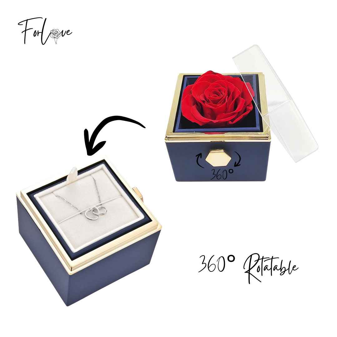 Rotating Rose Box With Heart Necklace