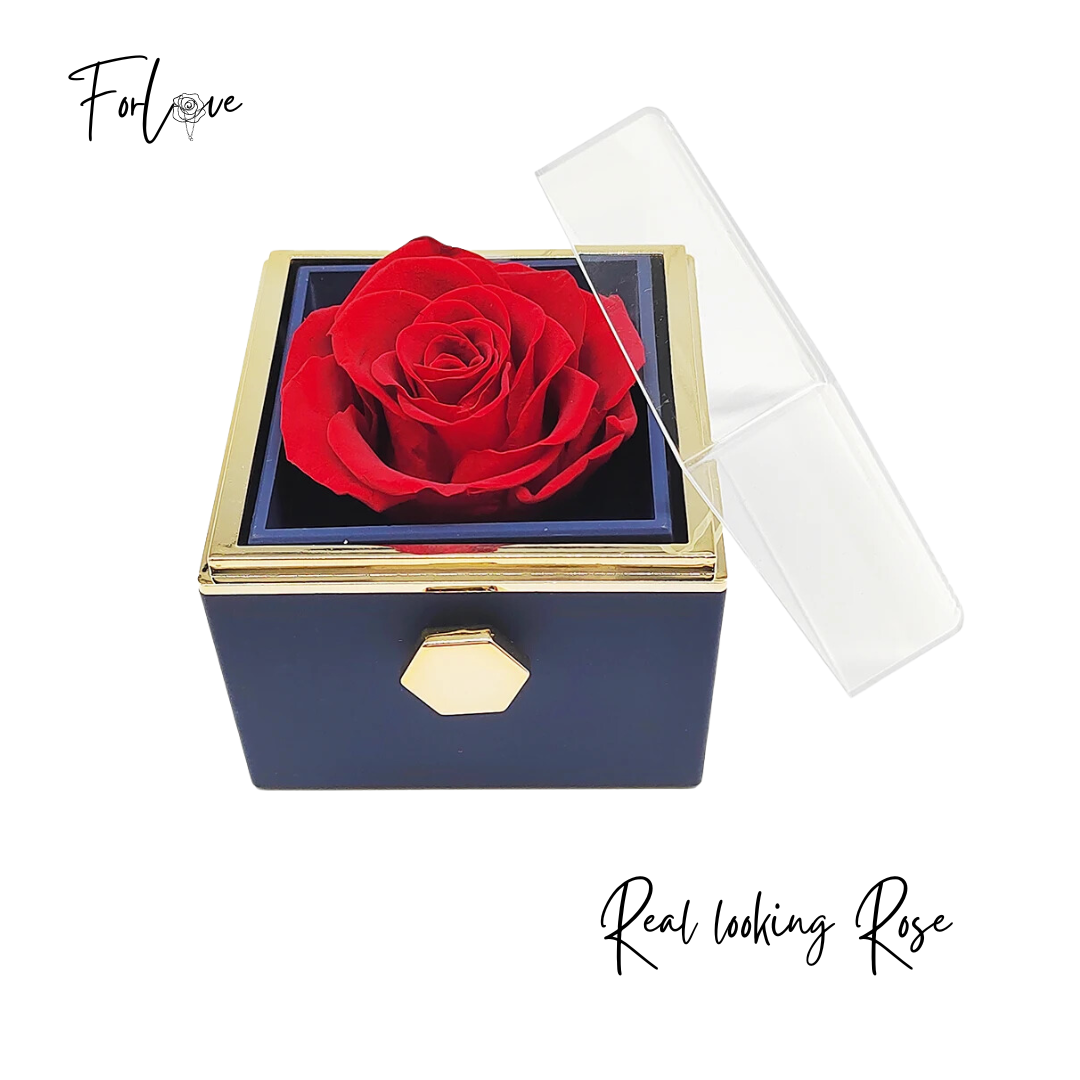 Rotating Rose Box With Heart Necklace